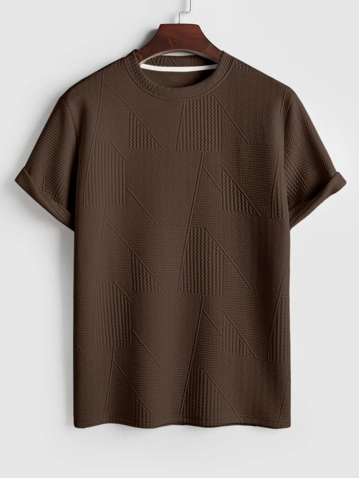 Mens Geometric Textured Casual T-shirt Kosyway