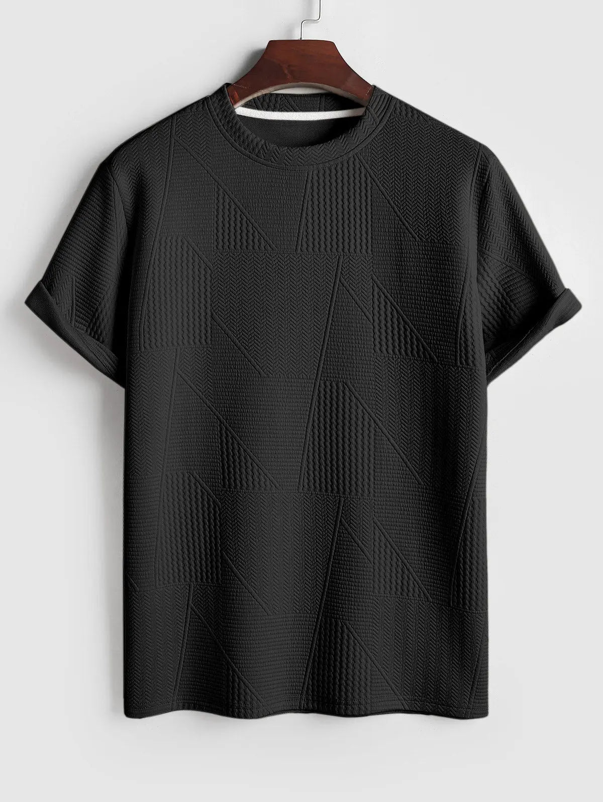 Mens Geometric Textured Casual T-shirt Kosyway