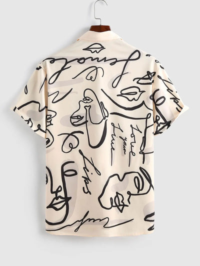 Mens Graffiti Rose Printed Short Sleeves Shirt Kosyway