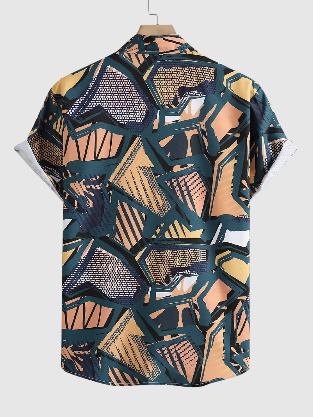 Mens Irregular Pattern Print Short Sleeve Shirt Kosyway