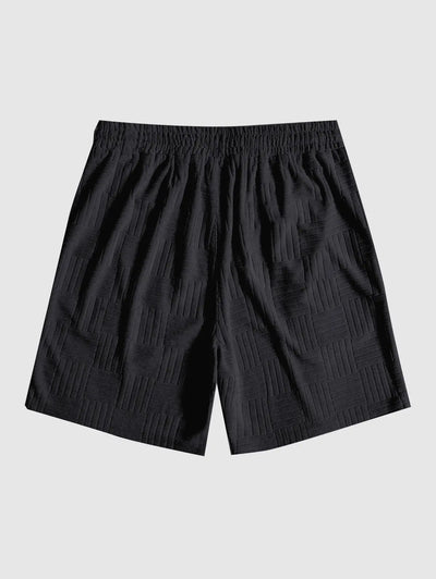 Mens Jacquard Terry Cloth Drawstring Sweat Shorts Kosyway