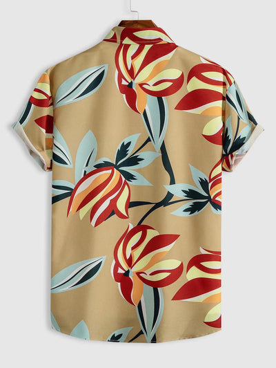 Mens Leaves Print Hawaii Shirt Kosyway