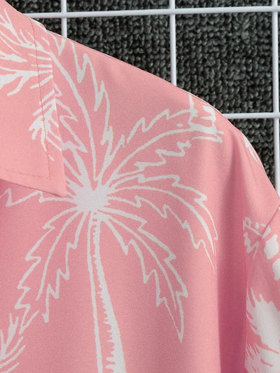 Mens Palm Tropical Print Beach Vacation Shirt Kosyway