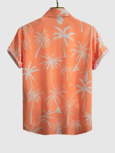 Mens Palm Tropical Print Beach Vacation Shirt Kosyway