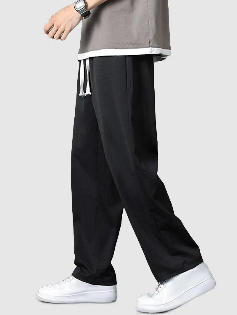 Mens Plain Color Casual Drawstring Pants Kosyway