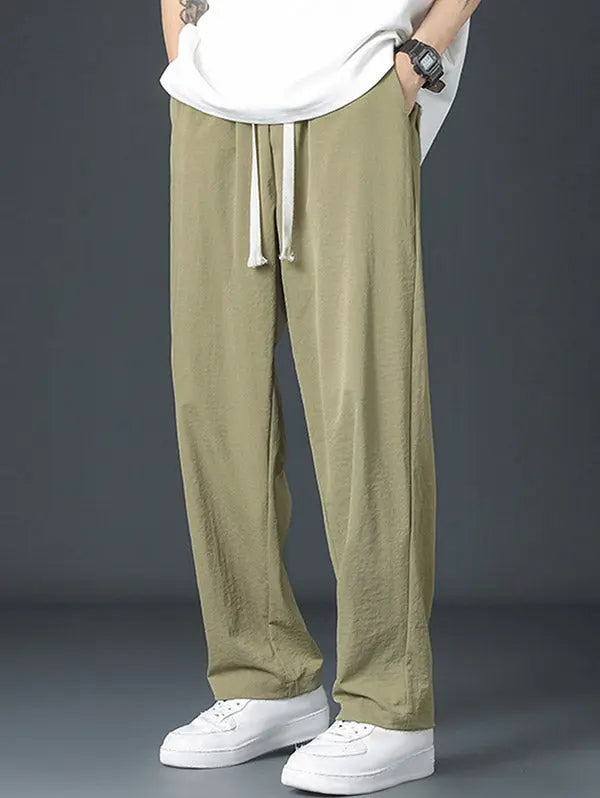 Mens Plain Color Casual Drawstring Pants Kosyway