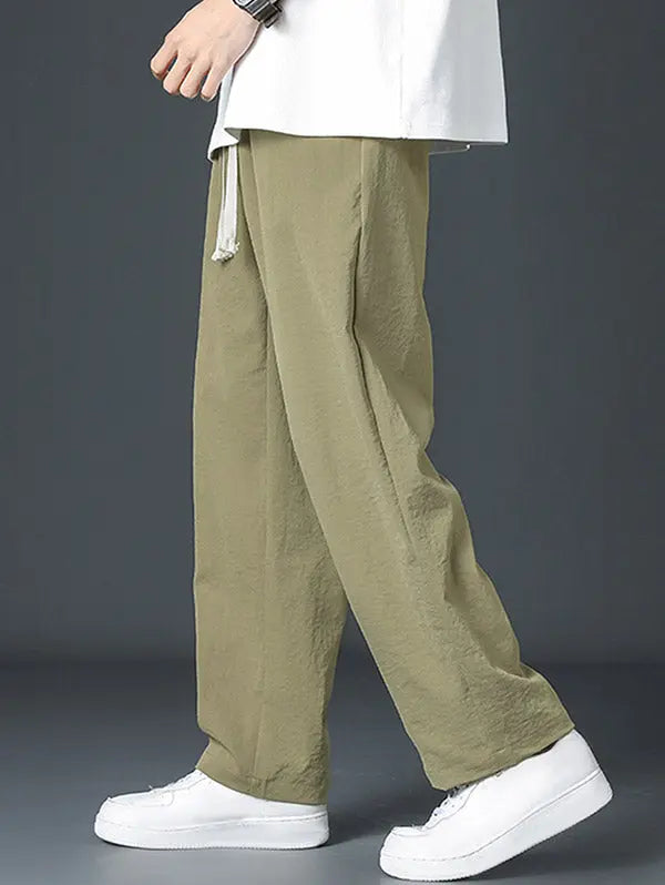 Mens Plain Color Casual Drawstring Pants Kosyway