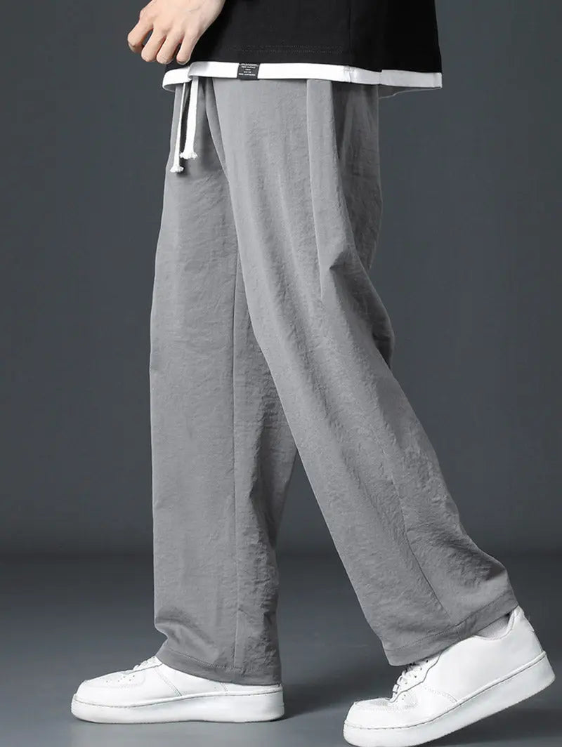 Mens Plain Color Casual Drawstring Pants Kosyway