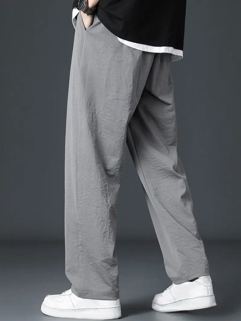 Mens Plain Color Casual Drawstring Pants Kosyway