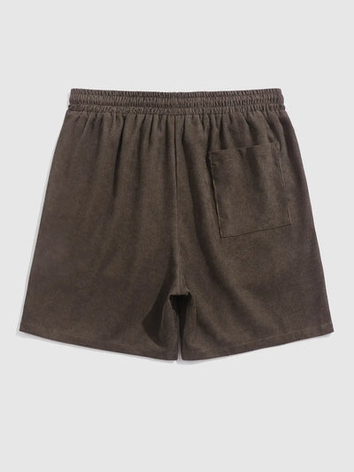 Mens Pocket Plain Corduroy Textured Shorts Kosyway