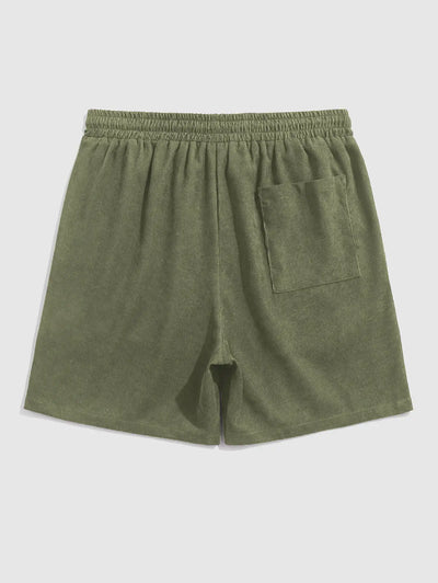 Mens Pocket Plain Corduroy Textured Shorts Kosyway