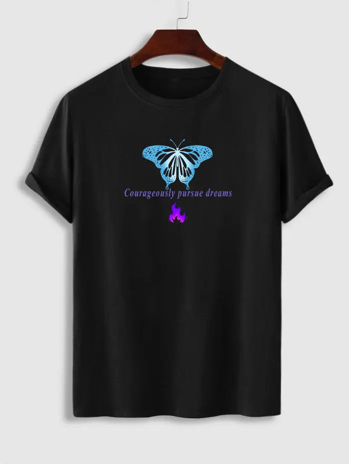 Mens Powerful Butterfly Gothic T-shirt Kosyway