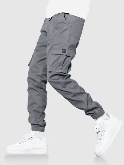 Mens Solid Color Drawstring Streetwear Cargo Pants Kosyway