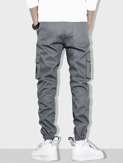 Mens Solid Color Drawstring Streetwear Cargo Pants Kosyway