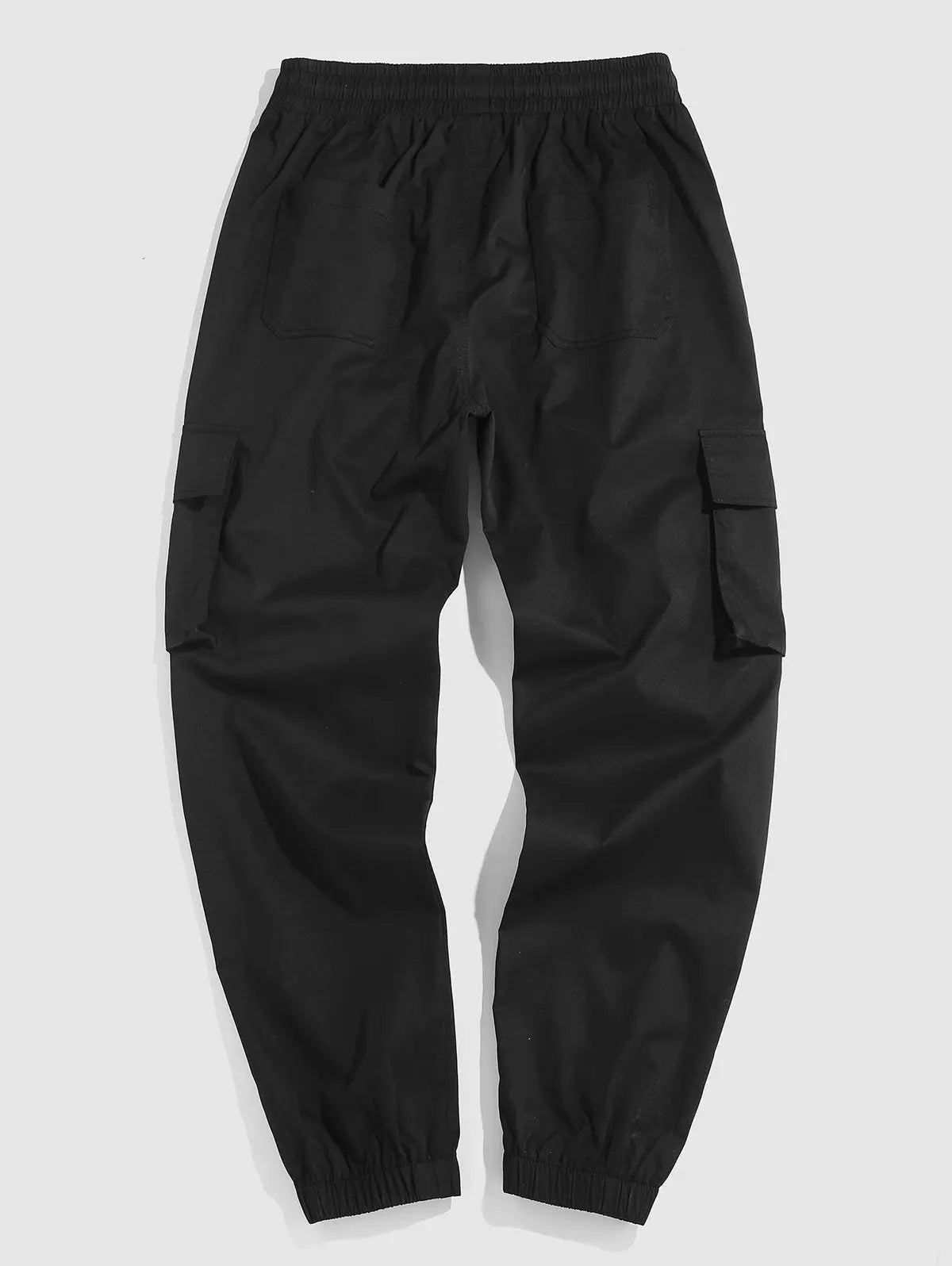 Mens Solid Color Drawstring Streetwear Cargo Pants Kosyway