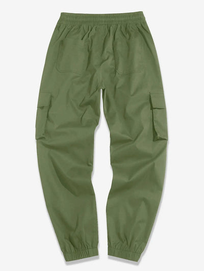 Mens Solid Color Drawstring Streetwear Cargo Pants Kosyway