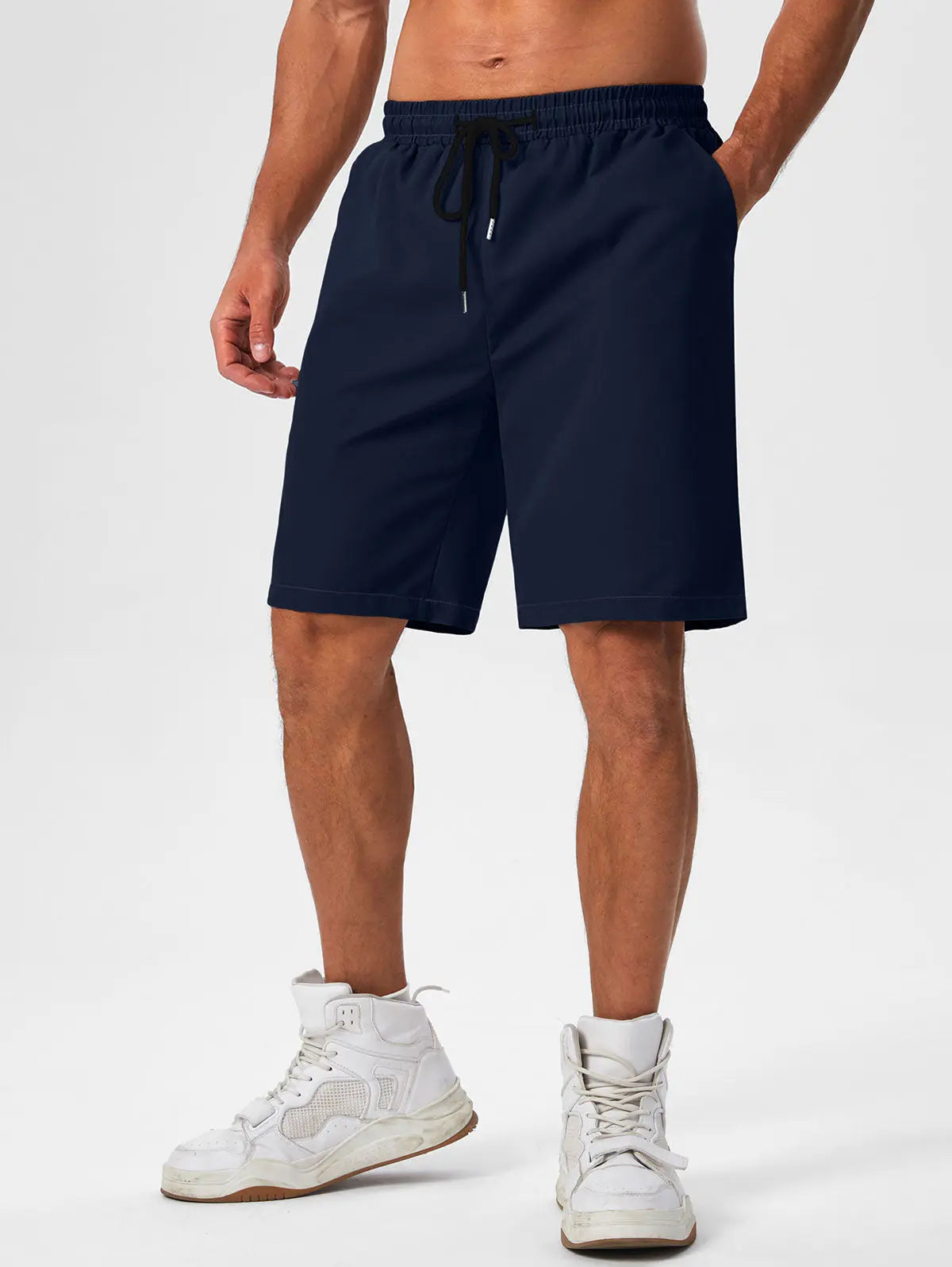 Mens Solid Color Quick Dry Basic Casual Shorts Kosyway