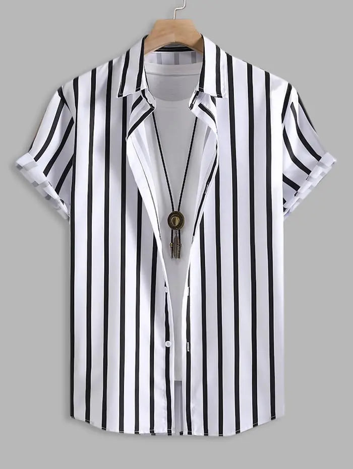 Mens Striped Button Shirt Kosyway