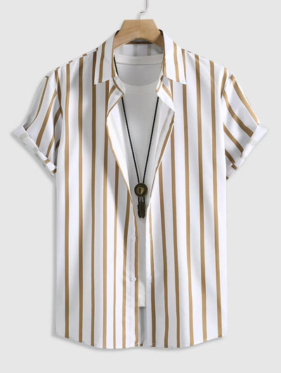 Mens Striped Button Shirt Kosyway