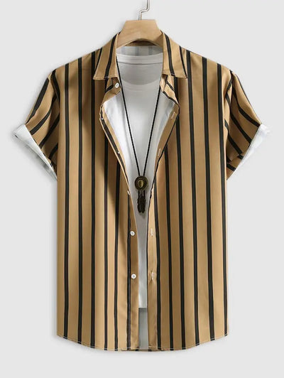 Mens Striped Button Shirt Kosyway