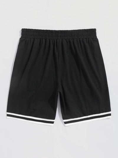 Mens Striped Panel Letter Printed Sweat Shorts Kosyway