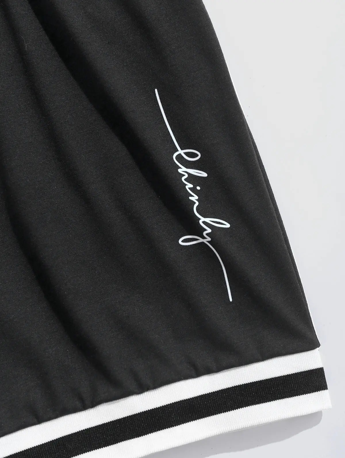 Mens Striped Panel Letter Printed Sweat Shorts Kosyway