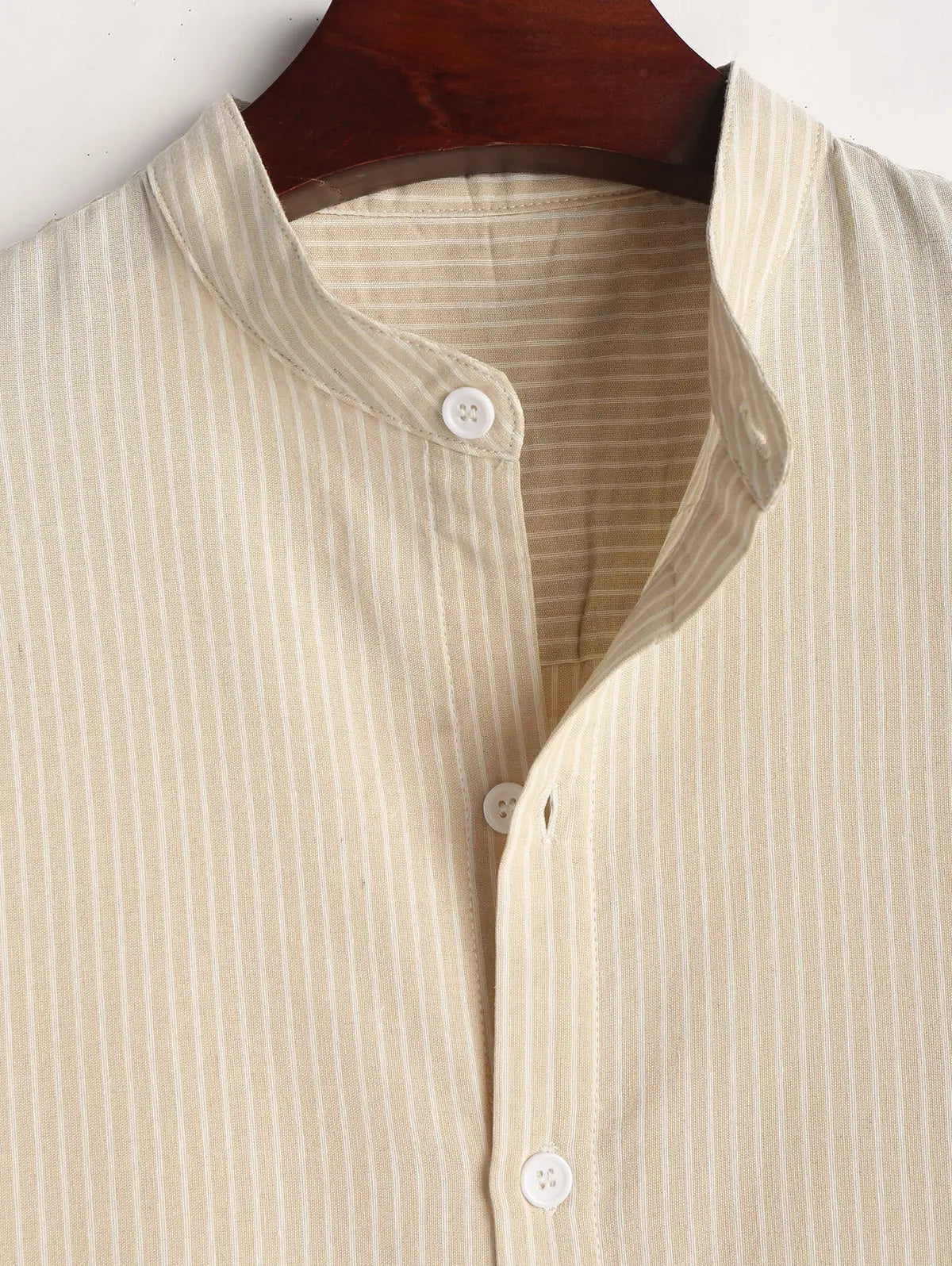 Mens Striped Stand Collar Shirt Kosyway