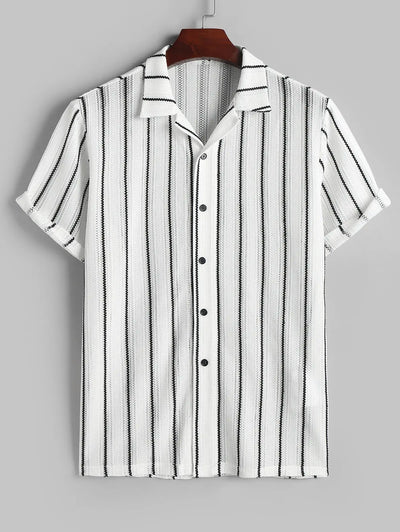 Mens Stripes Semi-sheer Knit Shirt Kosyway