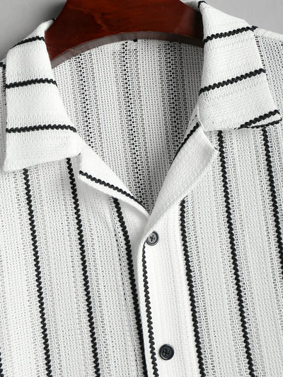 Mens Stripes Semi-sheer Knit Shirt Kosyway