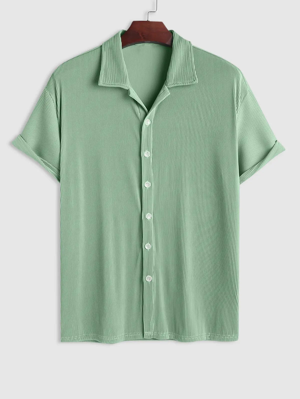 Mens Textured Ribbed Short Sleeves Shirt Kosyway