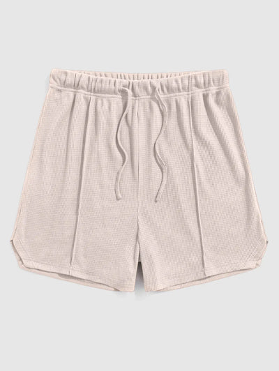 Mens Textured Side Slit Drawstring Shorts Kosyway