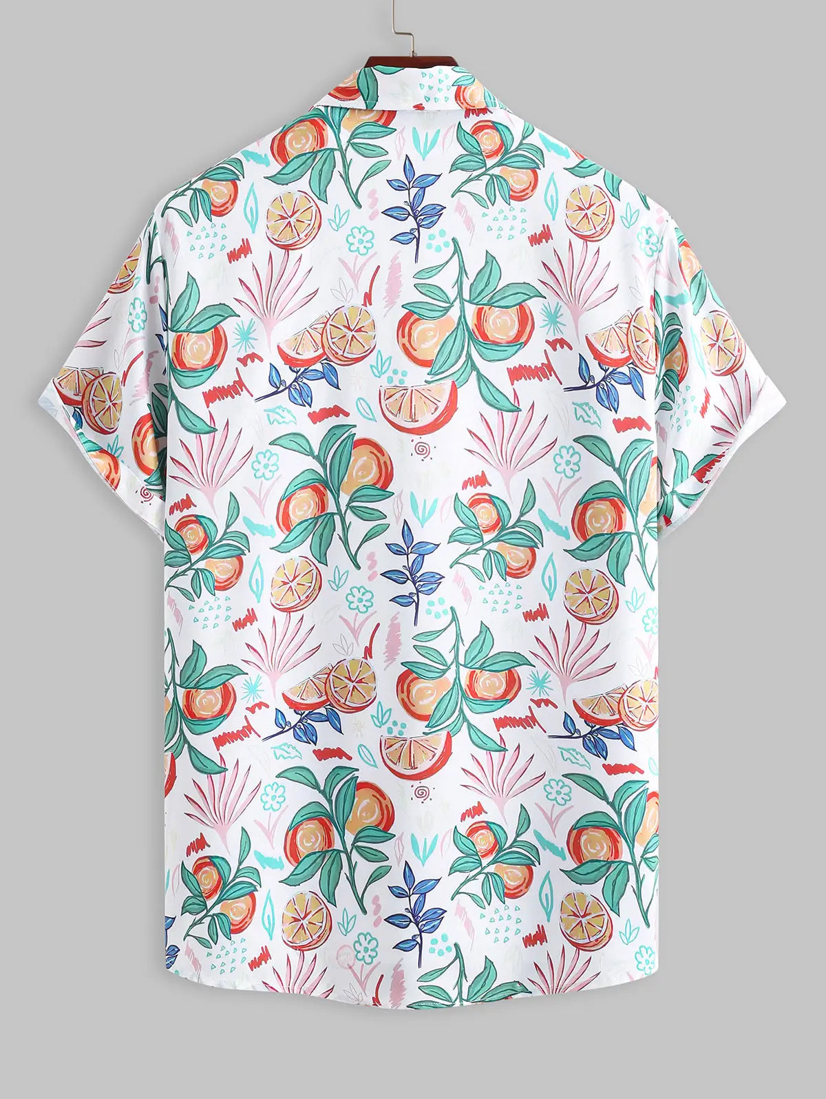 Mens Tropical Fruit Floral Leaf Print Vacation Shirt Kosyway