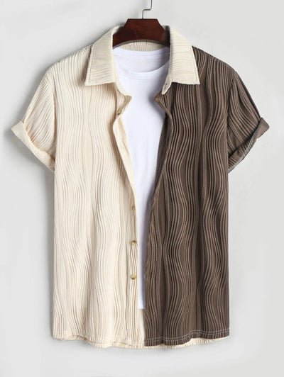 Mens Two Tone Colorblock Textured Shirt Kosyway