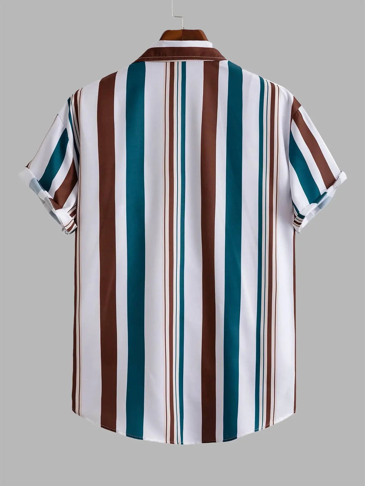 Mens Vertical Mixed Stripes Button Up Casual Shirt Kosyway