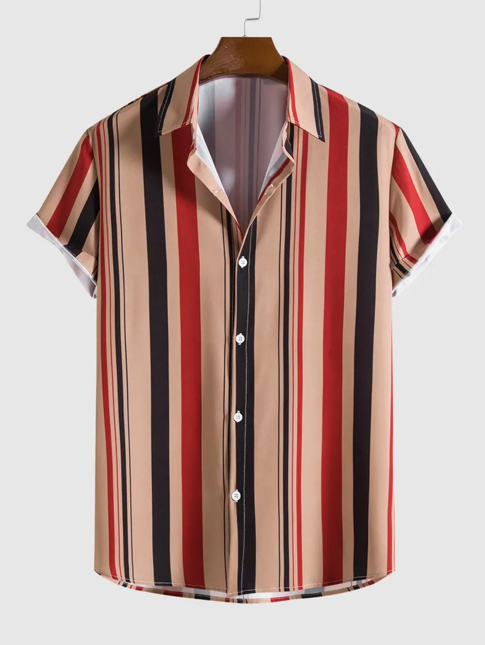 Mens Vertical Mixed Stripes Button Up Casual Shirt Kosyway