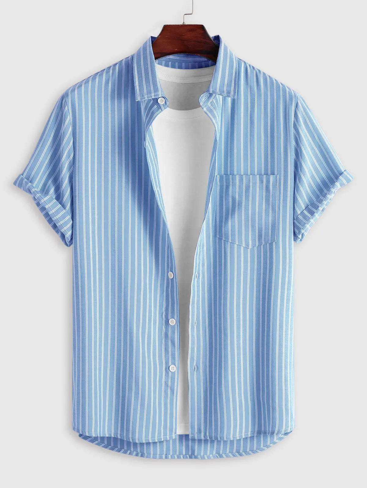 Mens Vertical Striped Pattern Casual Shirt Kosyway