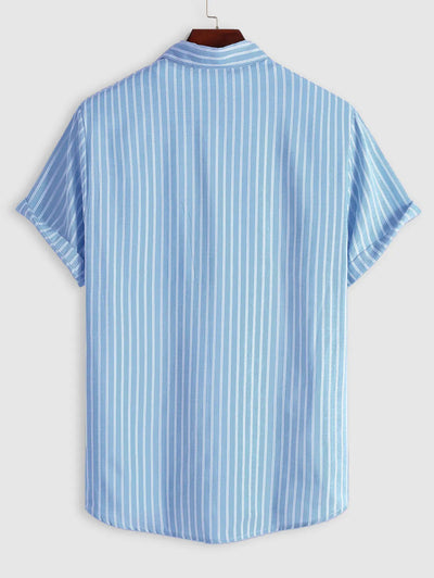 Mens Vertical Striped Pattern Casual Shirt Kosyway