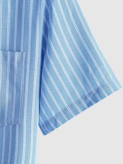 Mens Vertical Striped Pattern Casual Shirt Kosyway