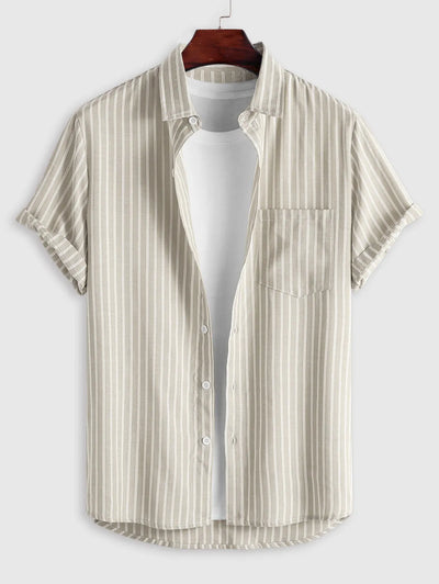 Mens Vertical Striped Pattern Casual Shirt Kosyway