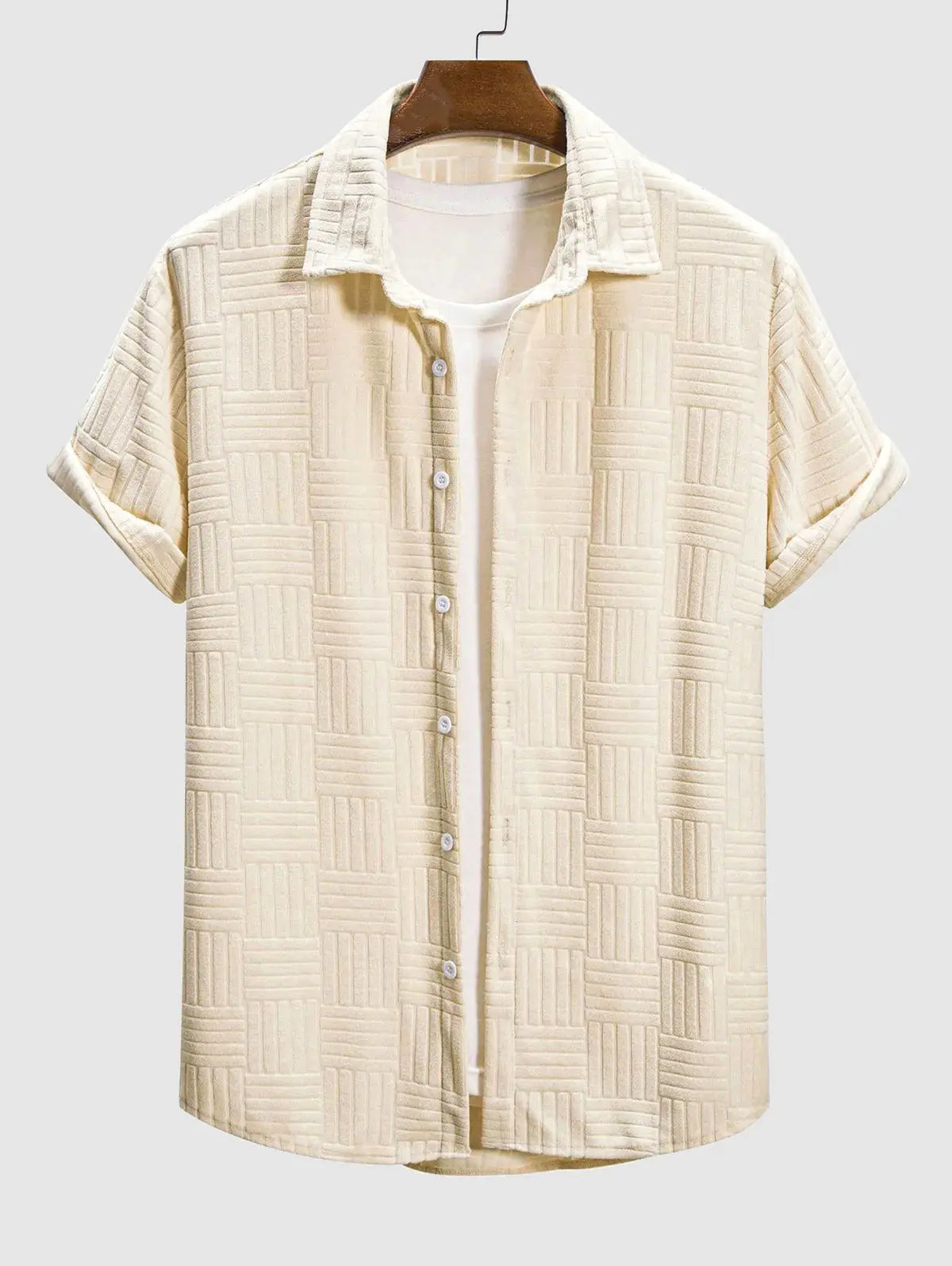 Mens terry cloth striped jacquard shirt Kosyway