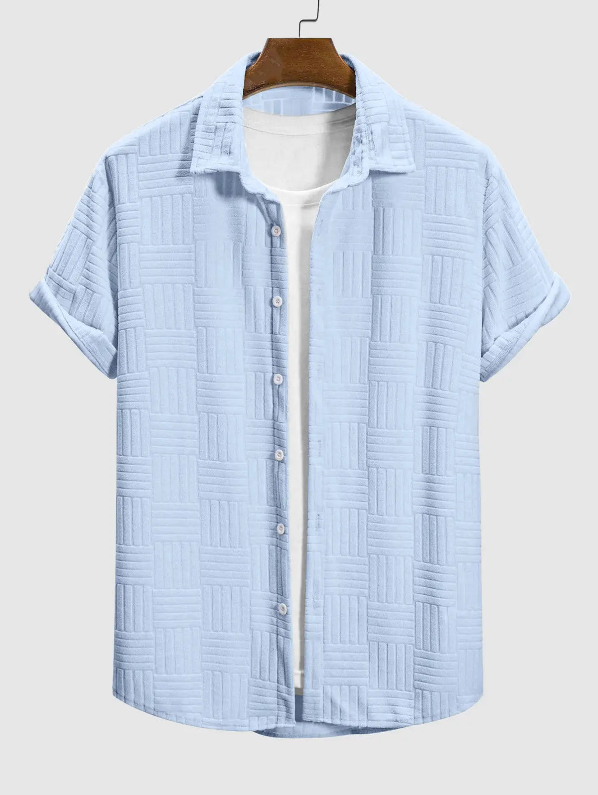 Mens terry cloth striped jacquard shirt Kosyway