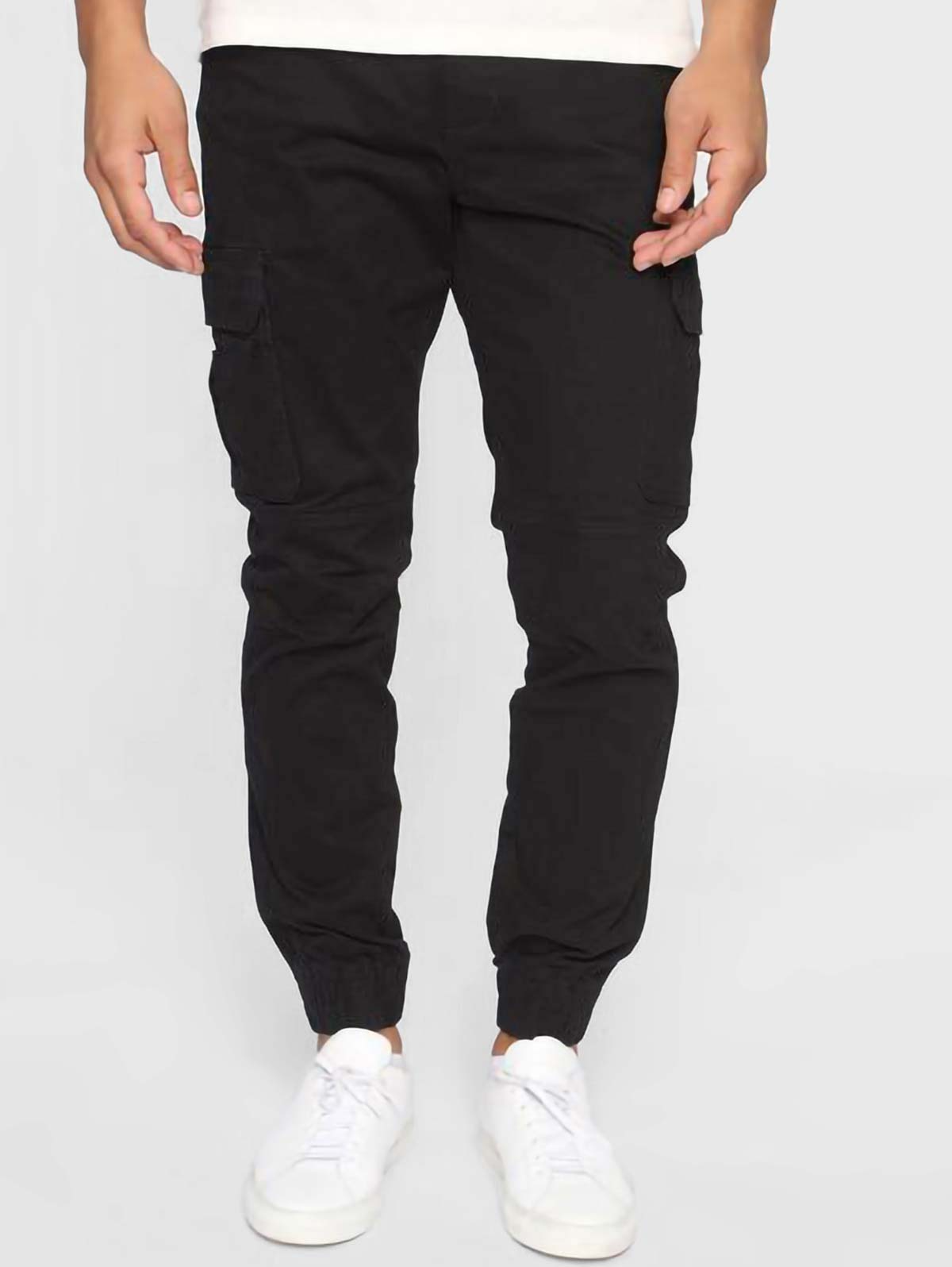 Pantalon cargo de couleur unie multi-poches streetwear