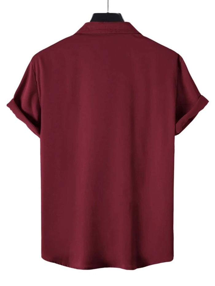 Chemise décontractée en satin de couleur unie pour hommes