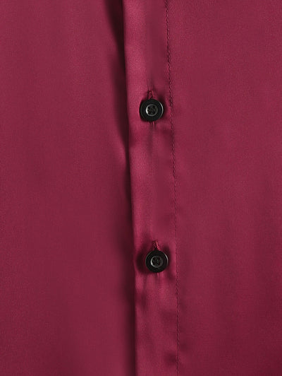 Chemise décontractée en satin de couleur unie pour hommes