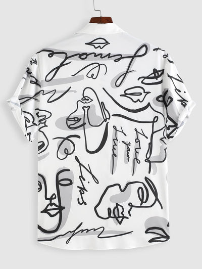 Chemise à manches courtes imprimée Graffiti Rose pour homme