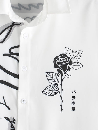 Chemise à manches courtes imprimée Graffiti Rose pour homme