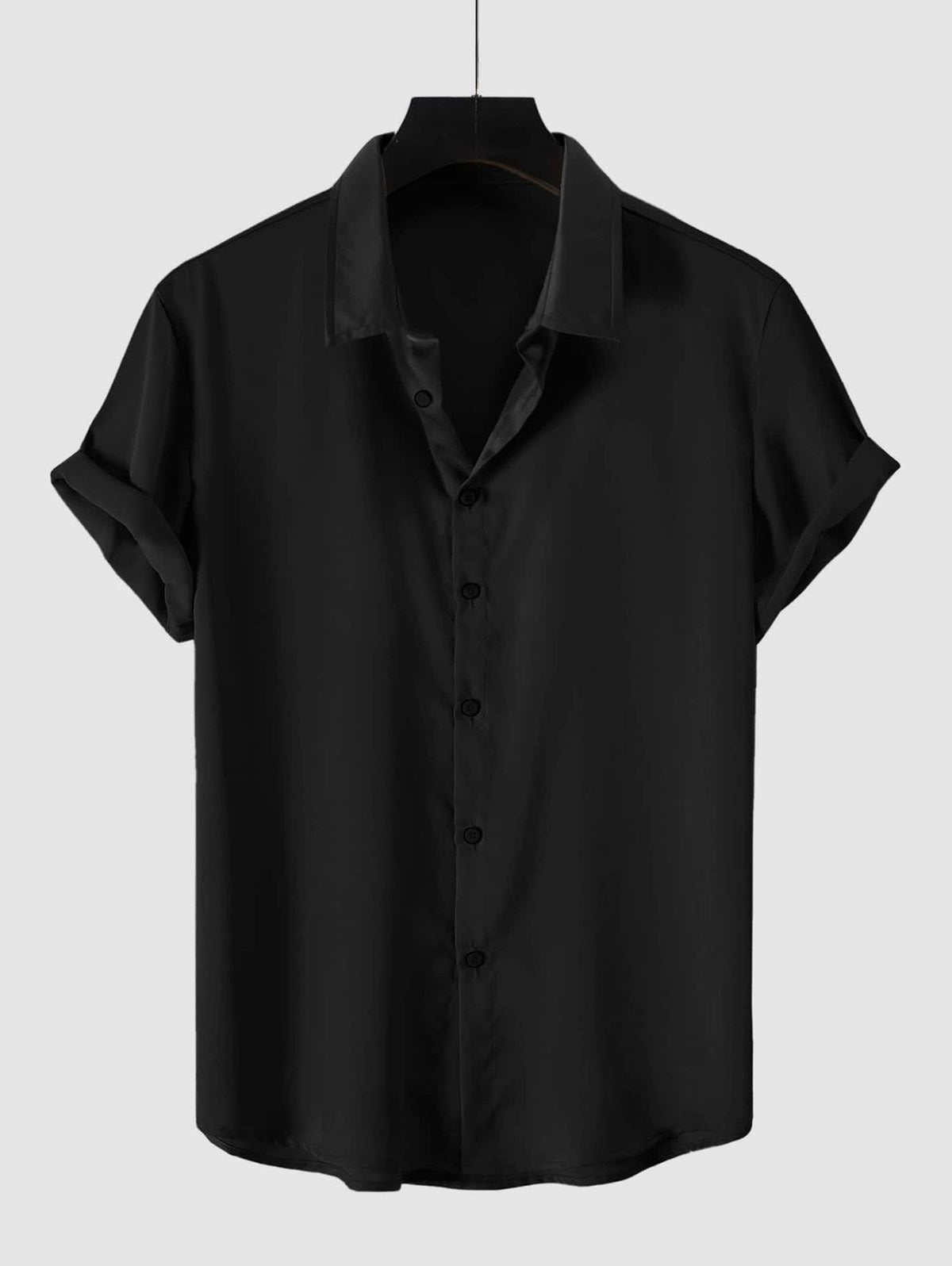 Chemise décontractée en satin de couleur unie pour hommes