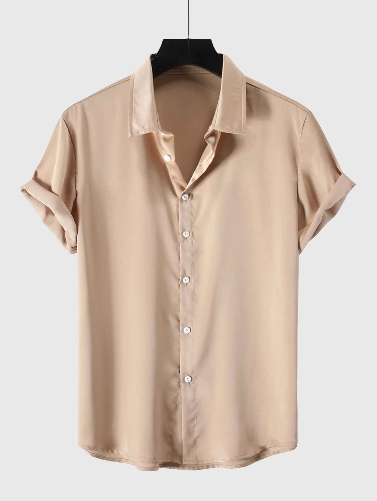 Chemise décontractée en satin de couleur unie pour hommes