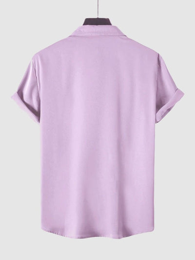 Chemise décontractée en satin de couleur unie pour hommes