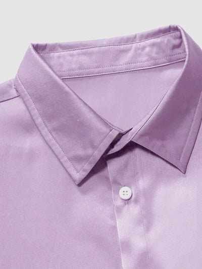 Chemise décontractée en satin de couleur unie pour hommes